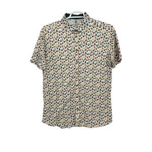 Desoto Mens Avocado Veggie Print Short Sleeve Collared Button‎ Up Shirt Size XL